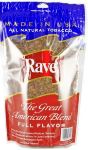 Rave Full Flavor Rolling Tobacco made in USA, 5 x 226 g bags, 1133g total. Free shipping!