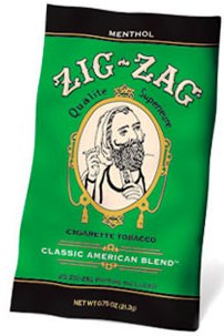 Zig-Zag Menthol Rolling Tobacco made in USA, 36 x 0.75 oz pouches, 765g total.