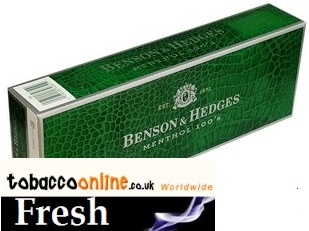 Benson & Hedges Menthol Green 100 cigarettes made in USA, 4 cartons, 40 packs. Free shipping.