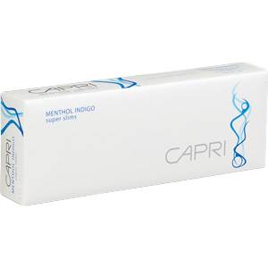 Capri Menthol Lights 100 Super Slim Indigo Luxury cigarettes made in USA, 40 packs. Free shipping!