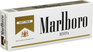 Marlboro Gold 100 Soft cigarettes made in USA, 4 cartons, 40 packs. Free shipping!