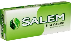 Salem Slim Menthol 100 Box cigarettes made in USA, 4 cartons, 40 packs. Free shipping!